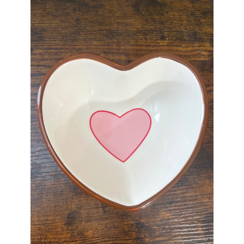 Target Valentine's Day Red Ceramic Heart Bowl Love Script White Pink 3"